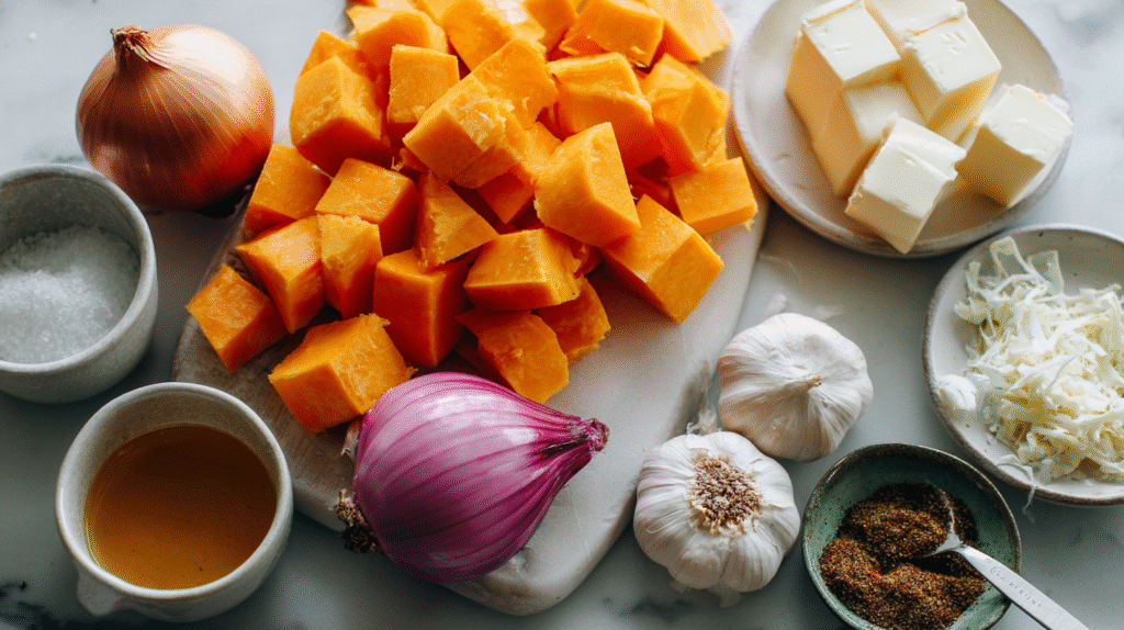 Soupe Butternut Veloutée : Recette Facile et Sans Gluten à Adopter 6 ingrédients frais pour soupe butternut