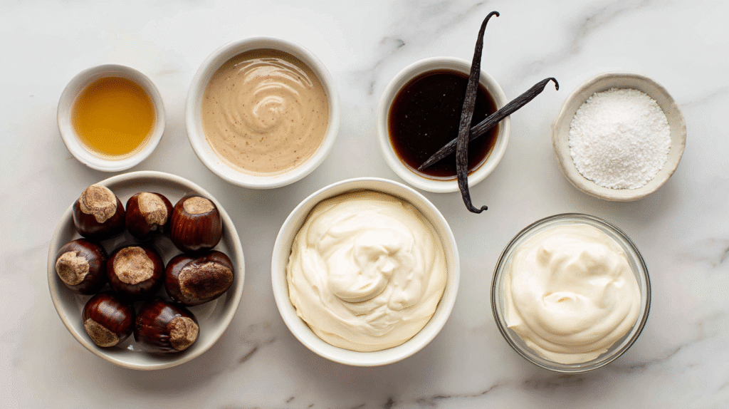 Verrines de Noël mousse de marrons et chantilly vanille sans gluten 6 Ingrédients verrines de Noël sans gluten