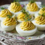 Œufs Mimosa Classiques : Recette Sans Gluten Simple et Délicate 5 Œufs mimosa classiques sans gluten présentés sur une assiette rustique