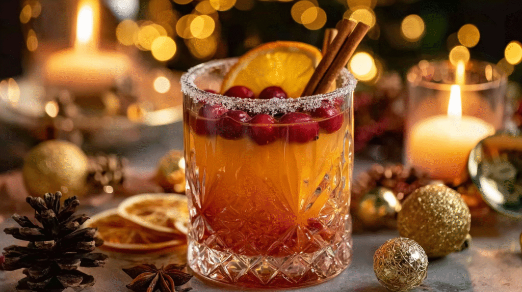 Punch de Noël au Rhum et Agrumes : recette festive et facile 7 Verre de Punch de Noël au Rhum et Agrumes décoré