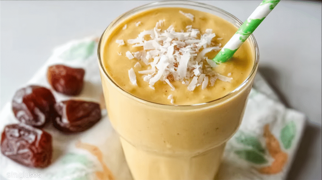 Smoothie mangue sans gluten : simple, sain et crémeux à souhait 7 smoothie mangue servi avec granola sans gluten