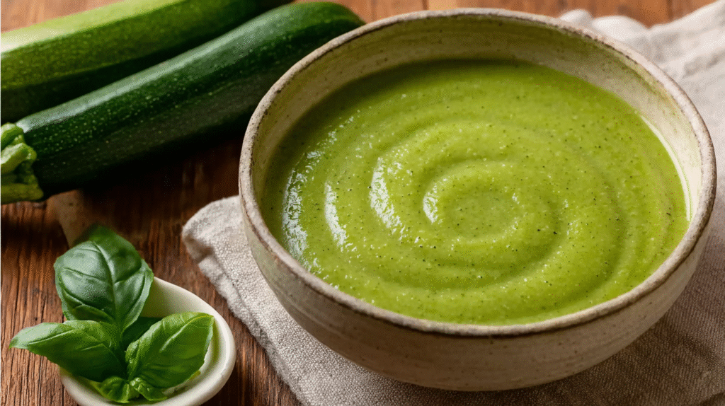 Soupe courgette sans gluten : simple, onctueuse et savoureuse 7 Soupe courgette servie chaude