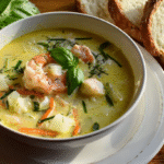 Soupe de poisson sans gluten : recette savoureuse et facile 5 Soupe de poisson sans gluten maison dans un grand bol rustique