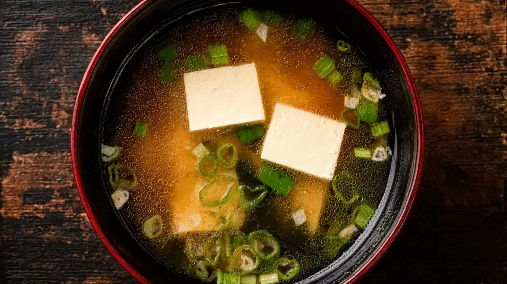 soupe miso sans gluten servie