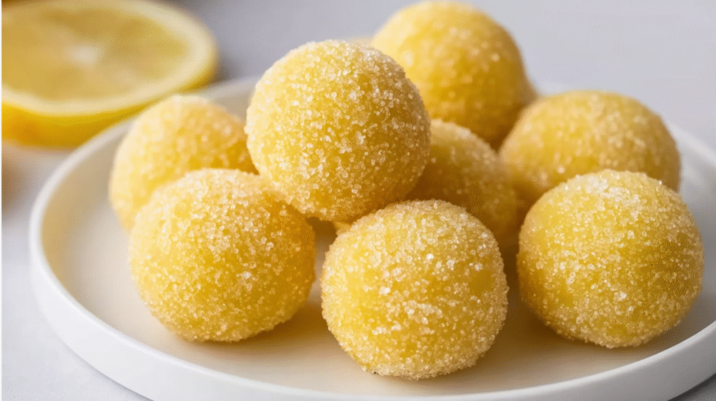 Truffes au citron sans gluten sur une assiette