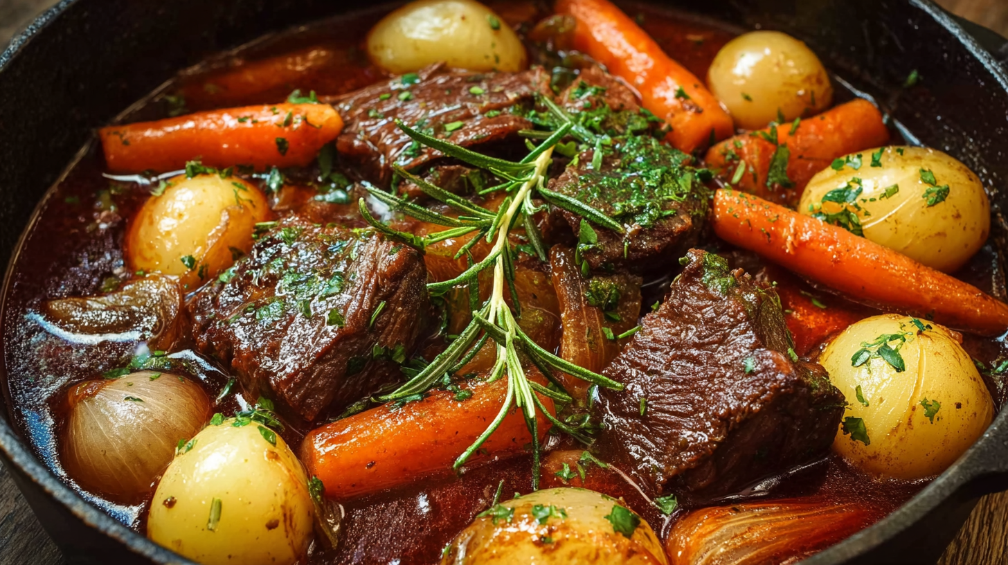 Bœuf Mode comme Autrefois : Recette Fondante Sans Gluten 4 Bœuf Mode comme Autrefois mijoté sans gluten en cocotte