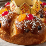 Brioche des Rois sans gluten : Recette moelleuse et facile 5 Brioche des Rois sans gluten dorée et décorée