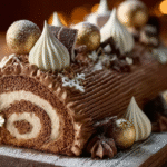 Bûche de Noël moka café : la recette sans gluten qui fait sensation 5 bûche de Noël moka café sans gluten sur table festive