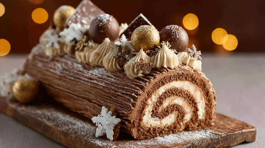 Bûche de Noël moka café : la recette sans gluten qui fait sensation 7 bûche de Noël moka café servie