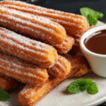 Churros sans gluten dorés et croustillants sur assiette