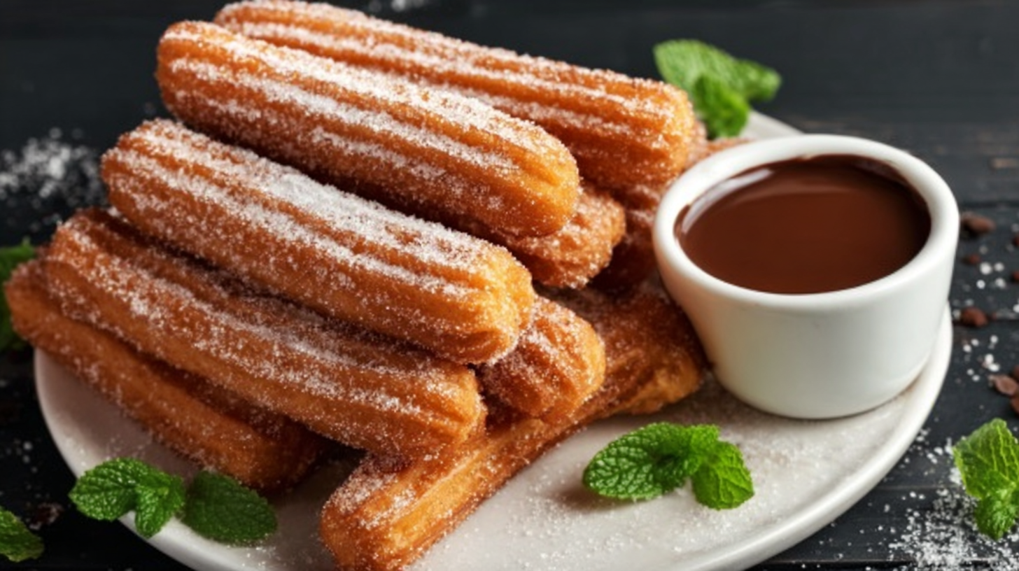 Churros sans gluten dorés et croustillants sur assiette