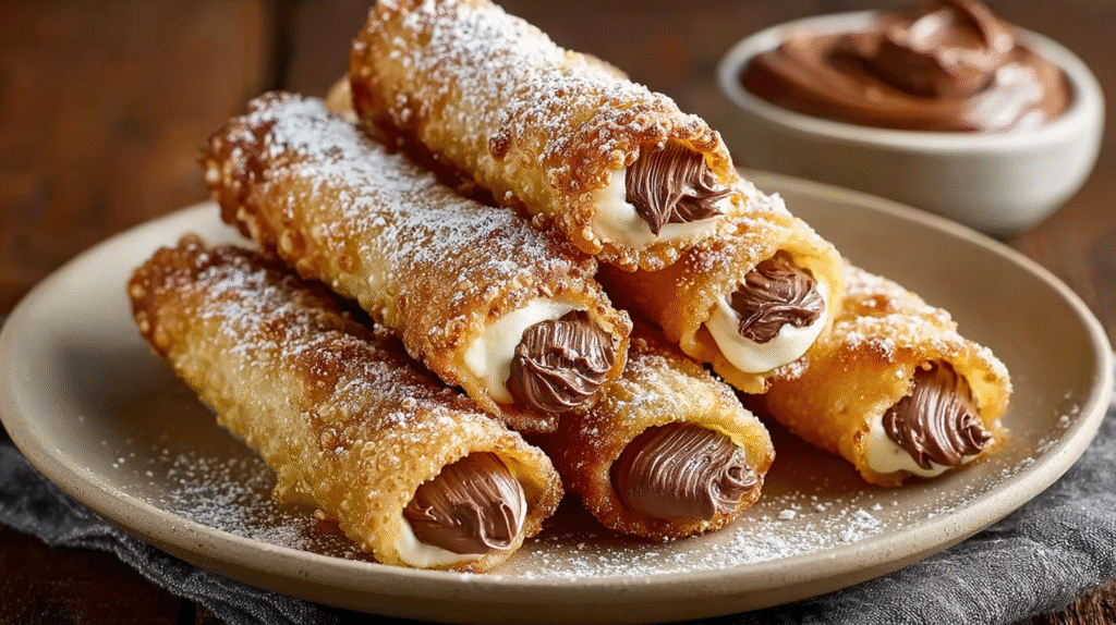 Cigares Croustillants Fourrés au Nutella sans gluten : plaisir garanti 7 Présentation des cigares croustillants fourrés au Nutella avec glace