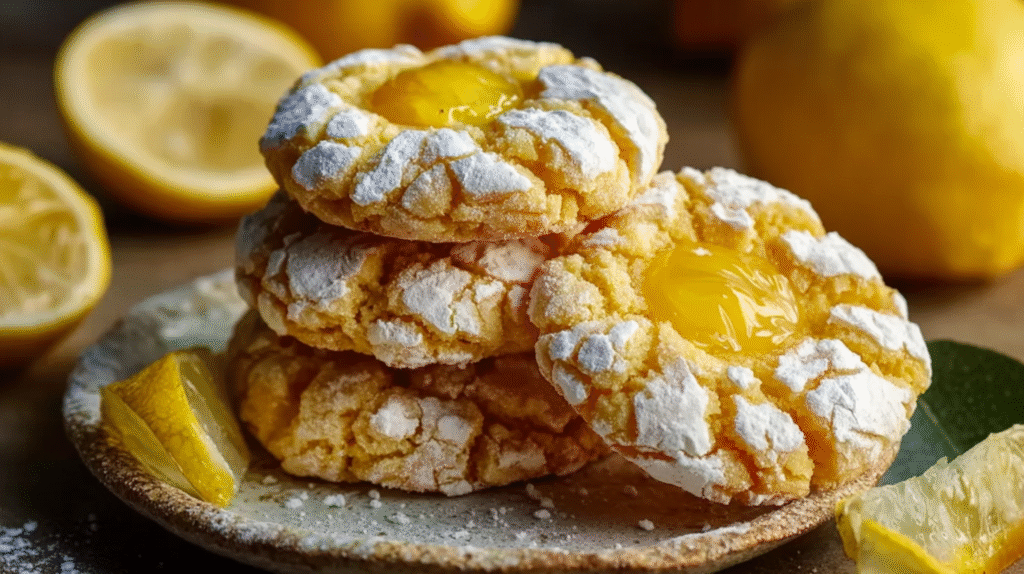 Cookies au Citron Express sur planche en bois avec citron