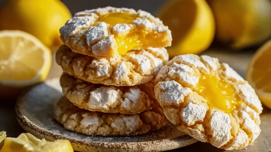 Cookies au Citron Express : Recette Rapide et Moelleuse Sans Gluten 7 Assiette de cookies au citron express servis avec thé