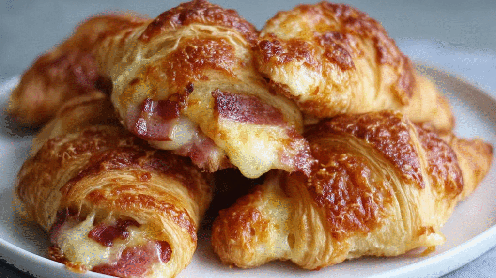 Croissants Lardons–Raclette sans gluten : croustillants et fondants 7 Présentation des croissants lardons–raclette sans gluten à table