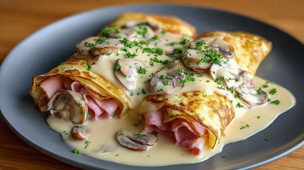 Ficelle Picarde sans gluten servie avec salade verte