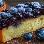 Gâteau aux Myrtilles de Cédric Pernot sur une table rustique