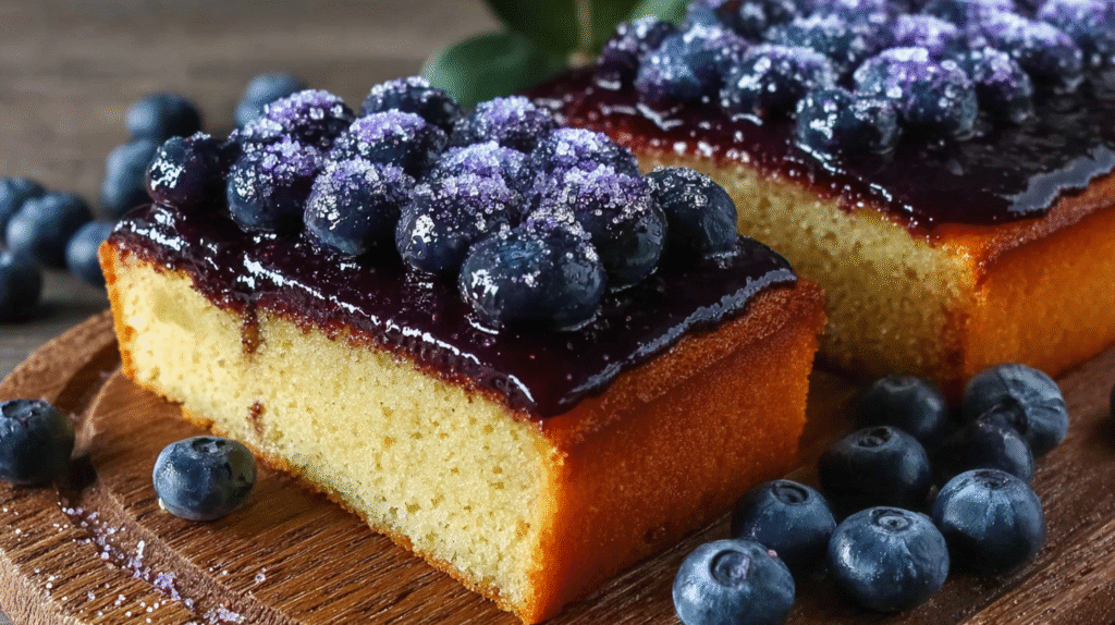 Gâteau aux Myrtilles de Cédric Pernot : Recette Sans Gluten Gourmande 7 Gâteau aux Myrtilles de Cédric Pernot servie avec des fruits