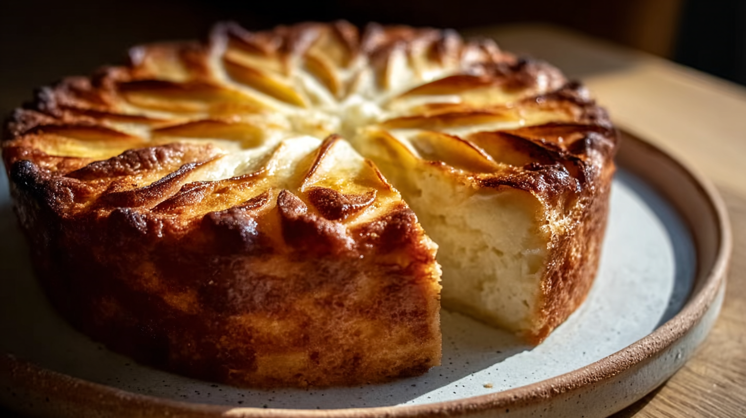 Gâteau léger au Skyr sans gluten sur table en bois