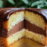 Gâteau Quatre-quarts à Trois Niveaux sans gluten sur présentoir rustique