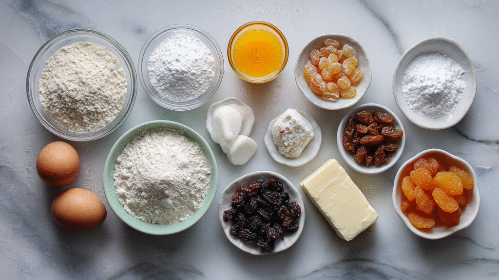 Brioche de Noël aux fruits confits : moelleuse, festive et sans gluten 6 Ingrédients pour brioche de Noël sans gluten aux fruits confits