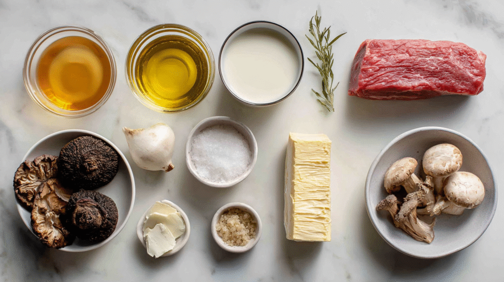 Filet Mignon en Croûte au Foie Gras Sauce aux Morilles : Recette de Fête Sans Gluten 6 Ingrédients pour filet mignon en croûte au foie gras et morilles