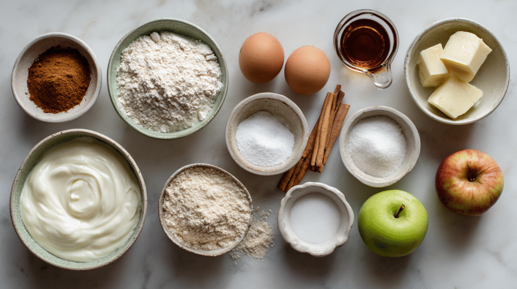 Ingrédients pour gâteau léger au Skyr sans gluten