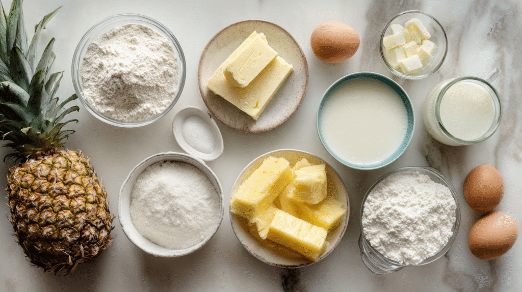 ingrédients gâteau rêve ananas coco sans gluten