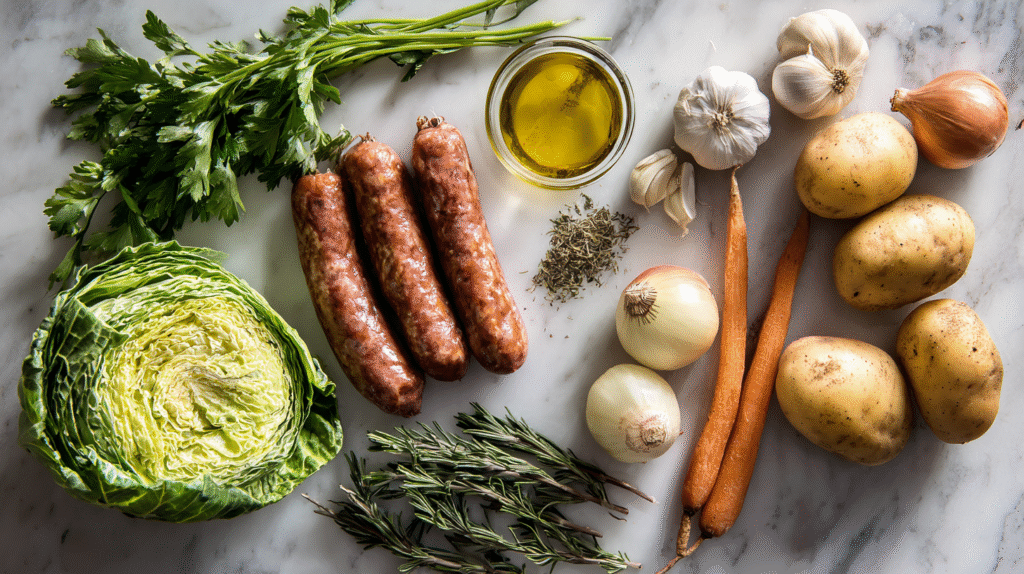 Potée aux Saucisses et Légumes : Recette d’Hiver Sans Gluten et Savoureuse 6 ingrédients pour potée aux saucisses et légumes sans gluten