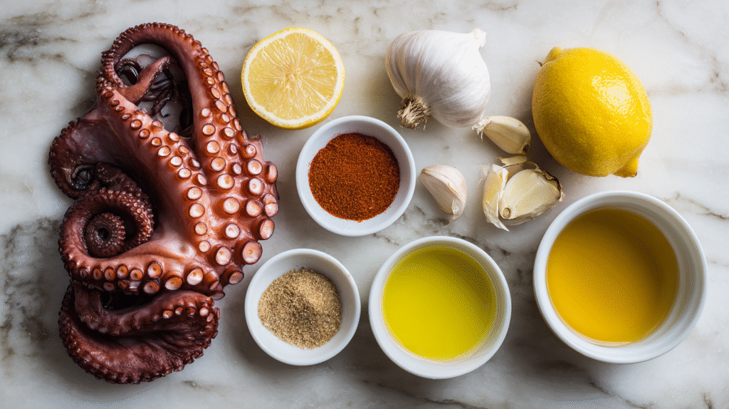 Ingrédients sans gluten pour poulpe grillé maison