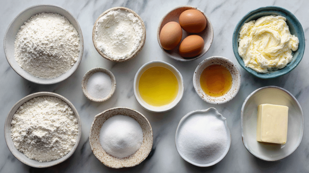 Ingrédients pour tartelettes à la crème d’amande sans gluten