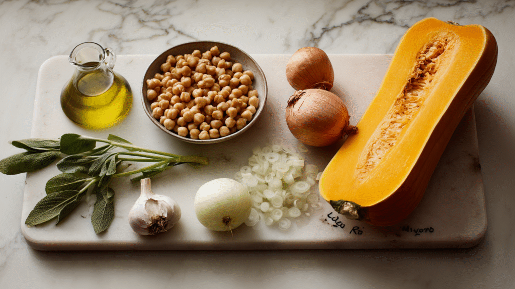ingrédients velouté de courge pois chiches