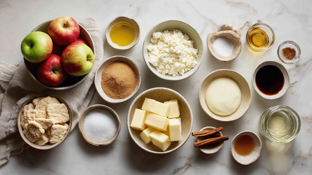 Ingrédients verrines pommes caramel chantilly sans gluten