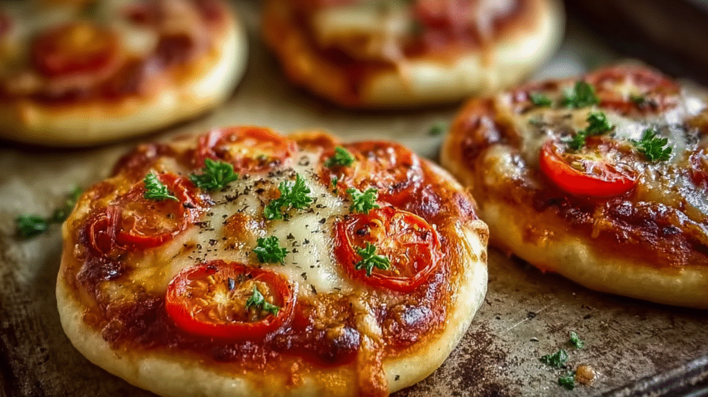 Mini pizzas à la tomate et au fromage prêtes à être servies