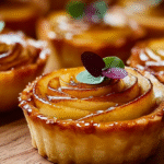 Mini tartelettes aux pommes sans gluten sur une table rustique