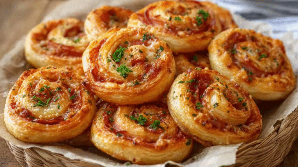 palmiers au jambon sans gluten servis à l’apéritif