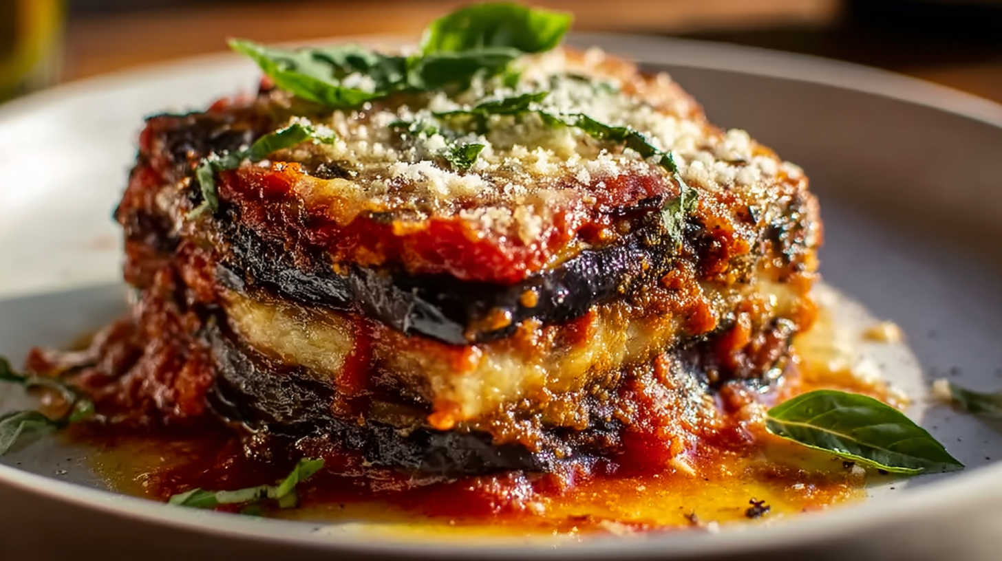 Parmigiana d’aubergines fondante sans gluten sortie du four