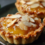 Tartelettes à la Crème d’Amande sans gluten sur table en bois rustique