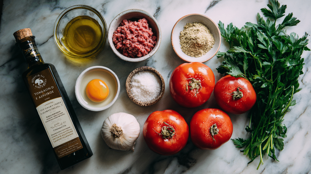 Tomates Farcies à l’Ancienne Sans Gluten : Recette Familiale Authentique 6 Ingrédients pour tomates farcies à l’ancienne sans gluten