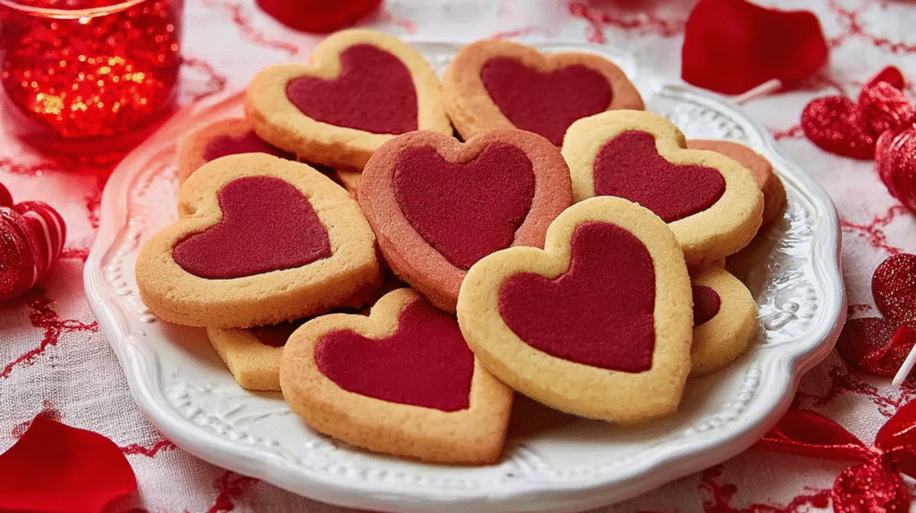 biscuits sablés bicolores pour la Saint Valentin sortis du four