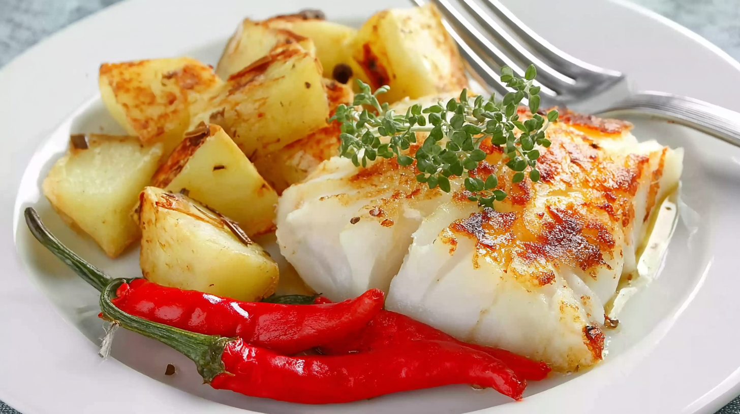 Cabillaud gratiné au four sans gluten : recette facile et savoureuse 4 Cabillaud gratiné au four sans gluten dans un plat blanc