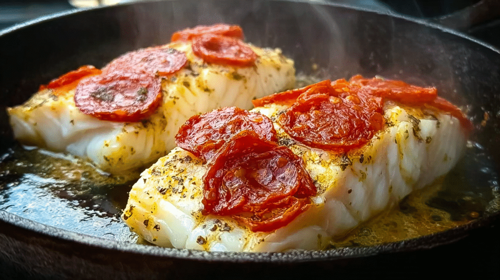 Cabillaud sauté au chorizo servi avec légumes sans gluten