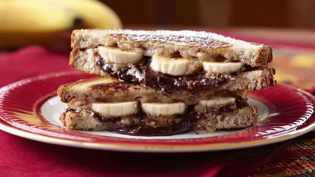 Croque banane choco sans gluten : fondant, rapide et irrésistible 7 Croque banane choco sans gluten servi avec chocolat chaud