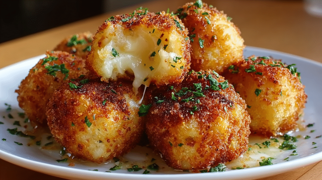 Croquettes de pommes de terre au fromage croustillantes servies à la française
