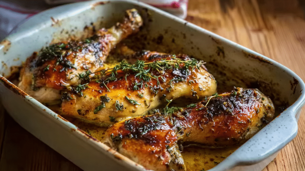 Cuisses de poulet au miel et à la moutarde dorées et croustillantes