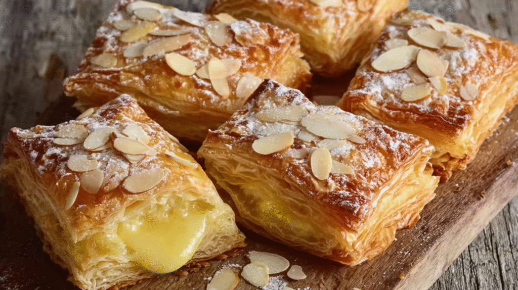 Feuilletés aux amandes sans gluten servis avec thé