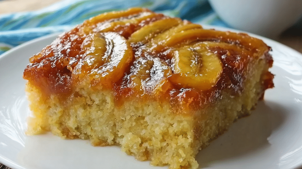 Gâteau antillais à la banane sans gluten avec bananes caramélisées