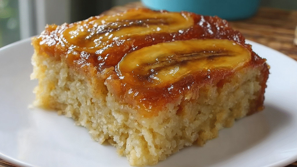 Part de gâteau antillais à la banane servie avec zeste de citron vert