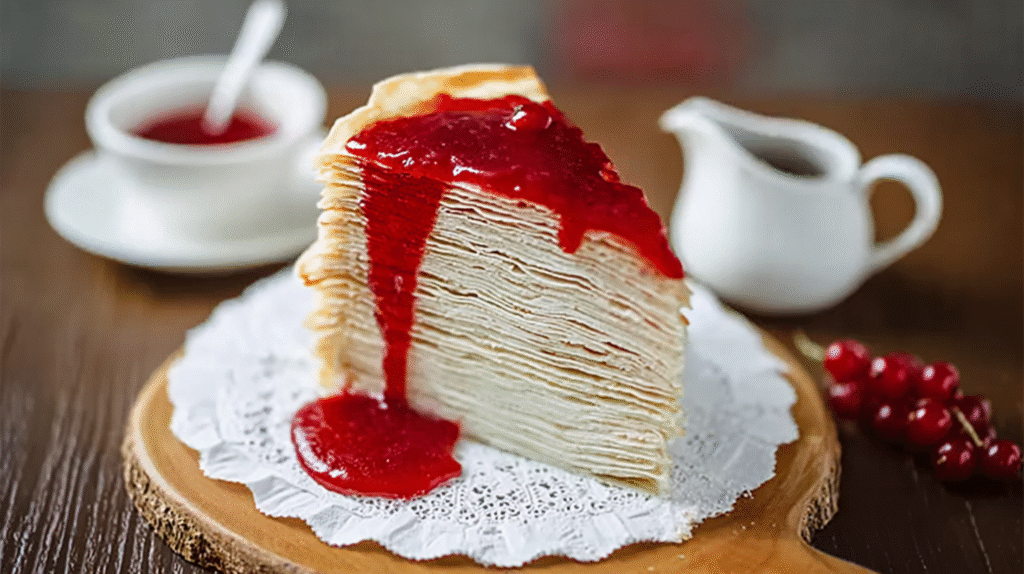 Gâteau de crêpes sans gluten avec chantilly maison