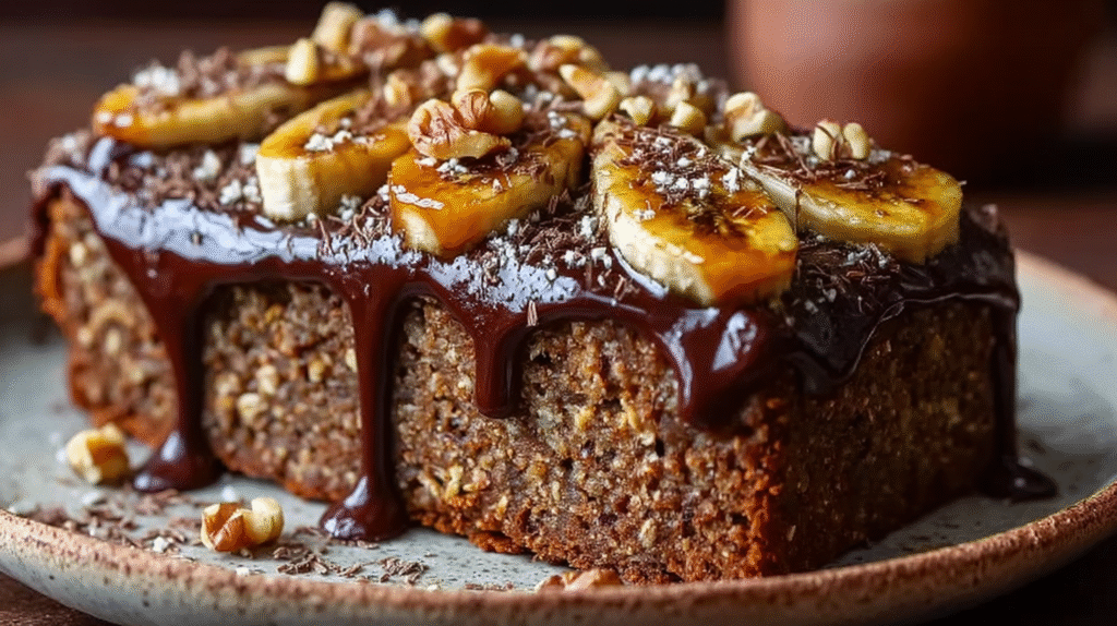 gâteau sain à l’avoine servie avec une boisson chaude